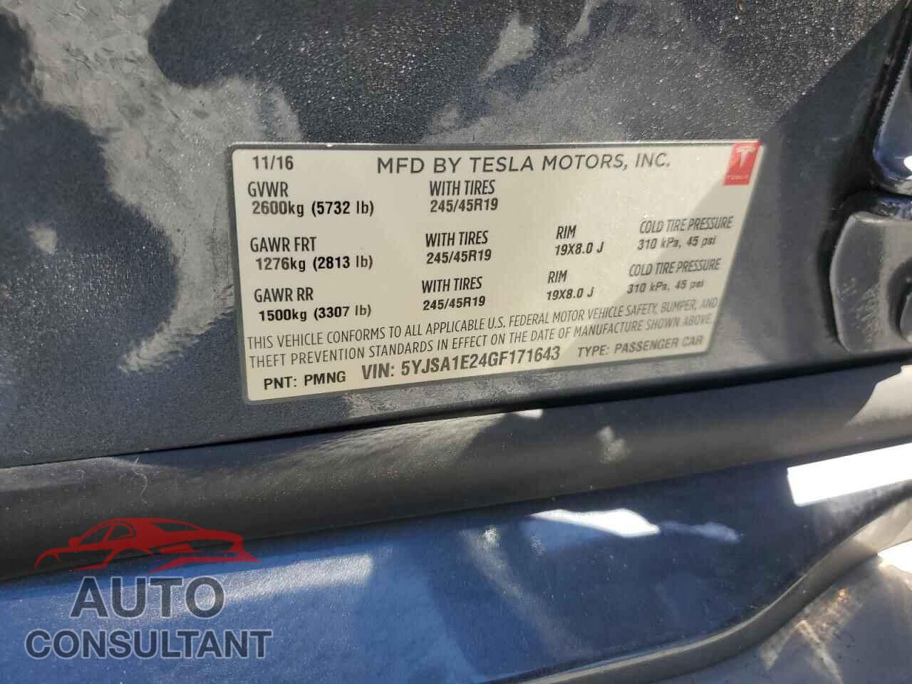 TESLA MODEL S 2016 - 5YJSA1E24GF171643