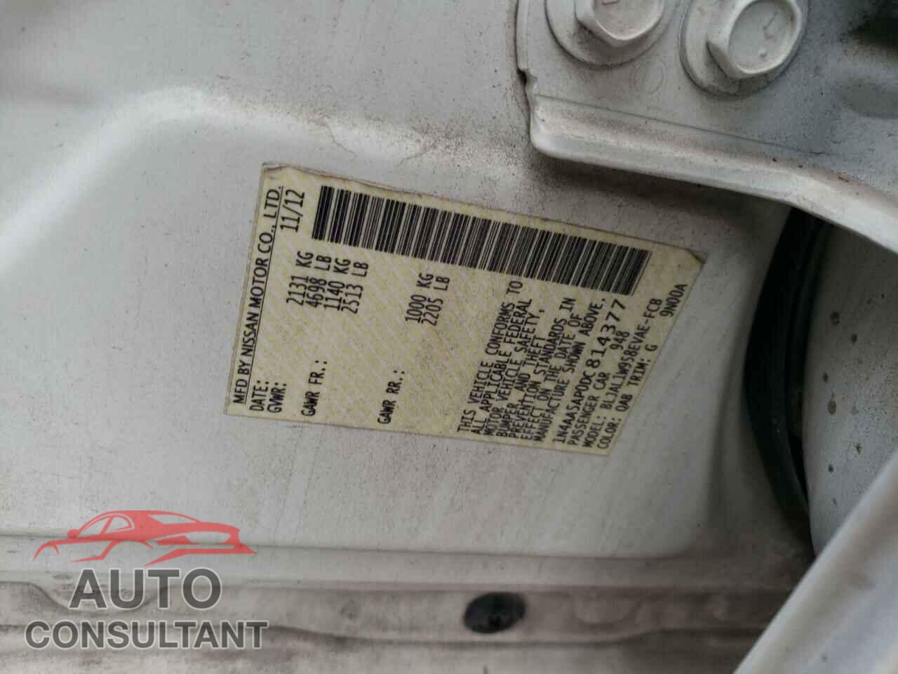 NISSAN MAXIMA 2013 - 1N4AA5AP0DC814377