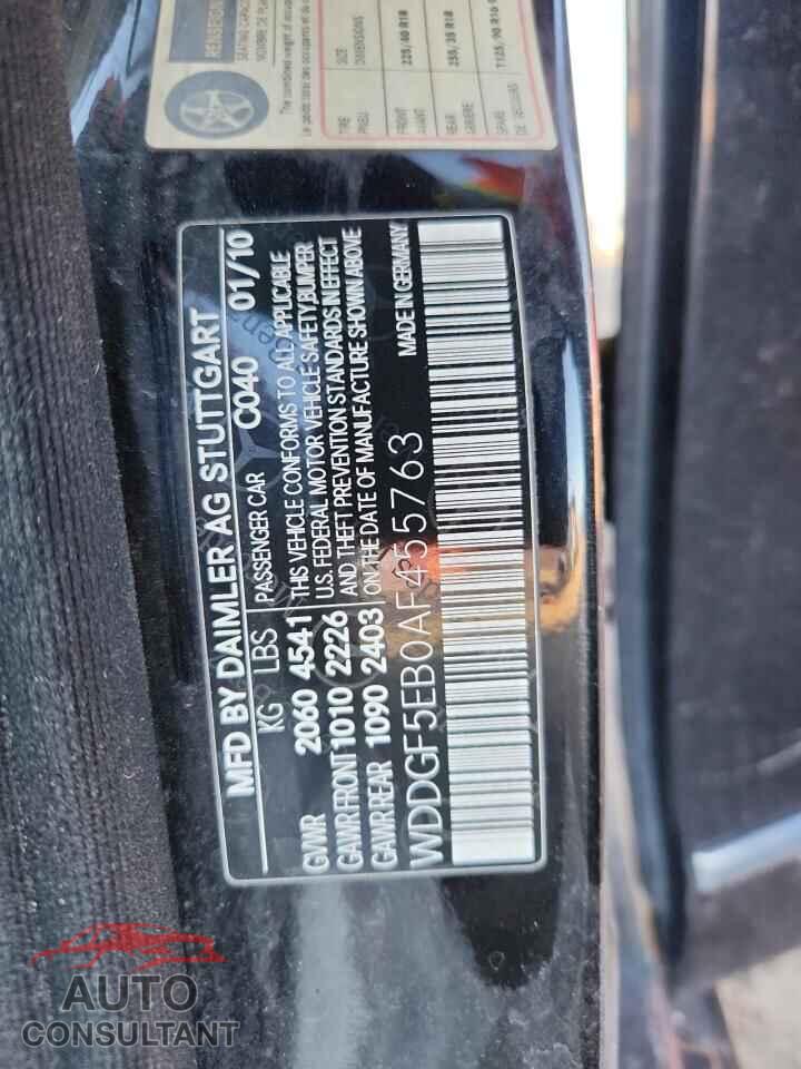 MERCEDES-BENZ C-CLASS 2010 - WDDGF5EB0AF455763