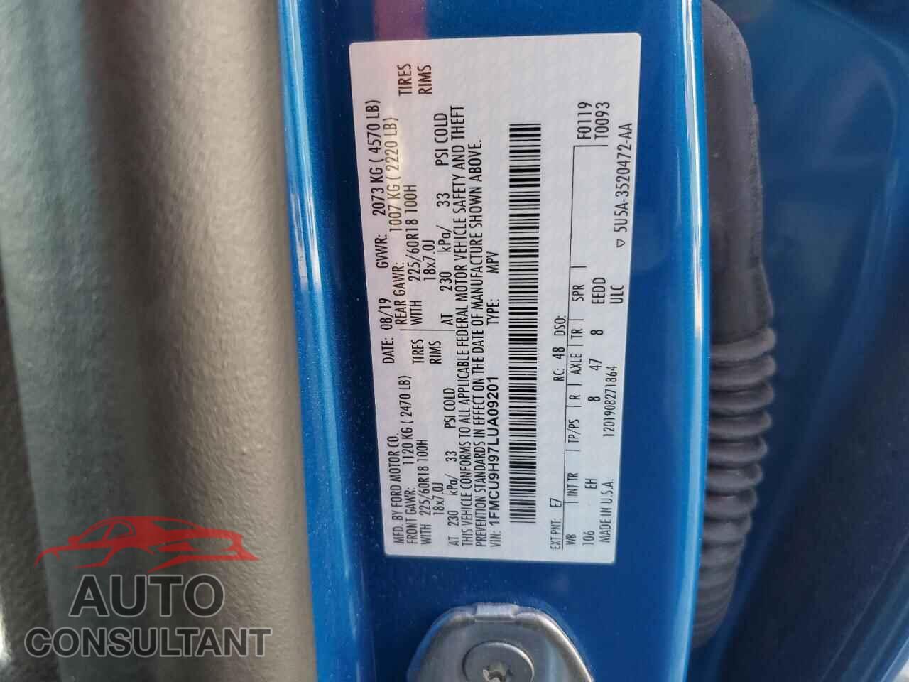 FORD ESCAPE 2020 - 1FMCU9H97LUA09201