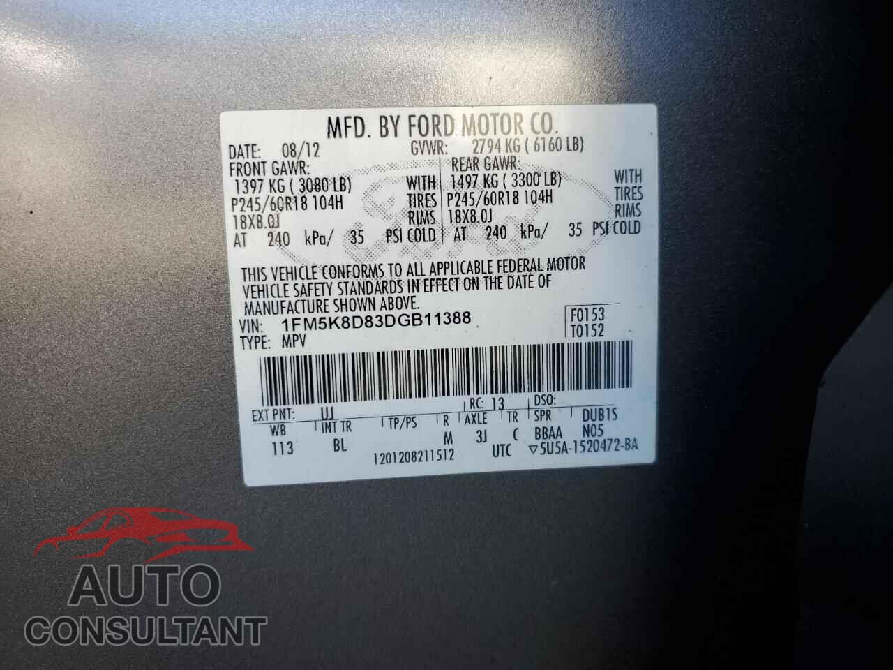 FORD EXPLORER 2013 - 1FM5K8D83DGB11388