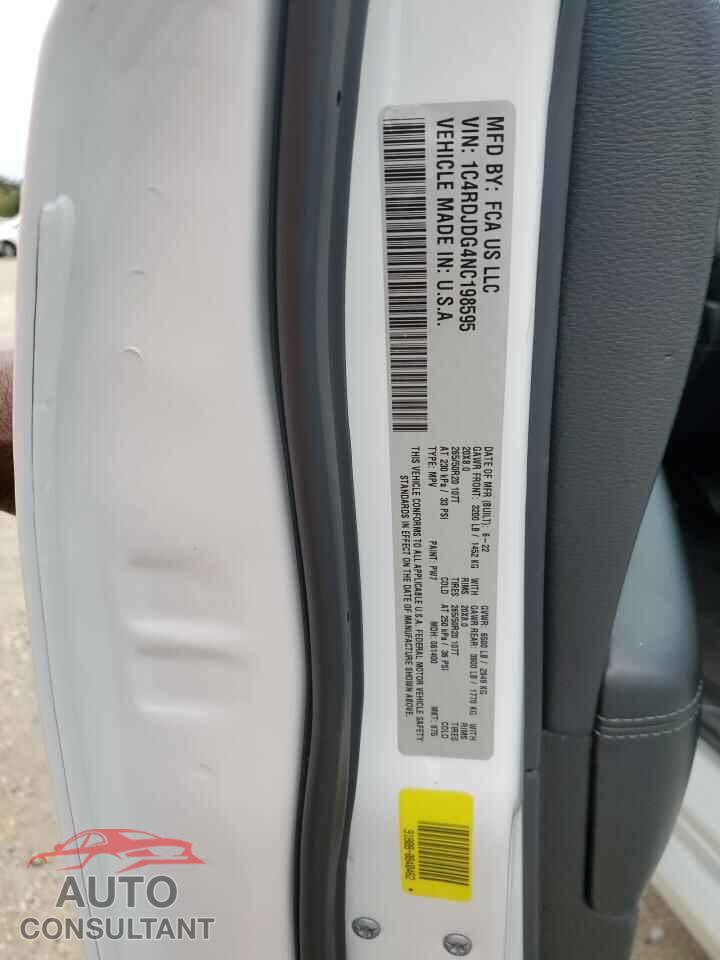 DODGE DURANGO 2022 - 1C4RDJDG4NC198595