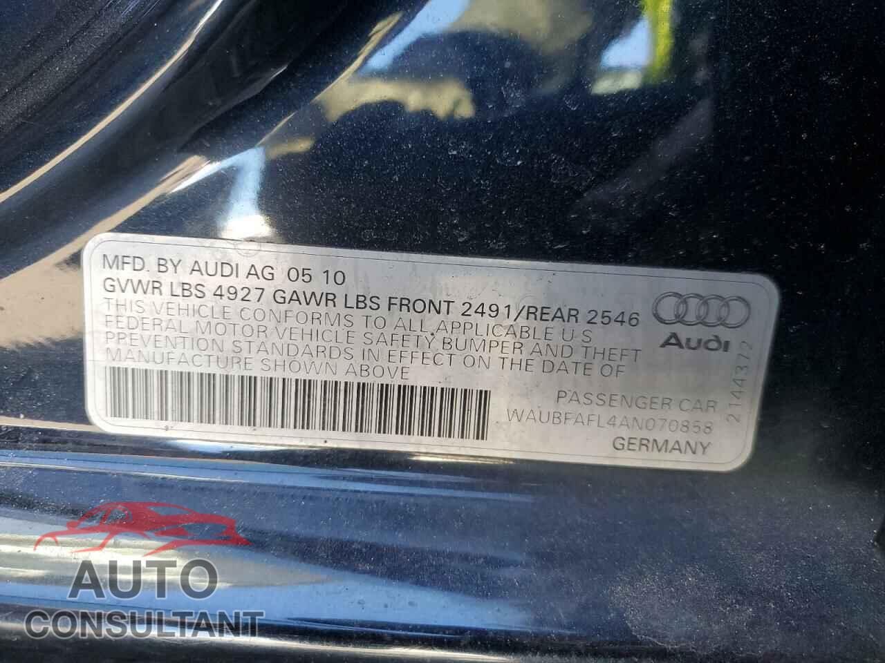 AUDI A4 2010 - WAUBFAFL4AN070858