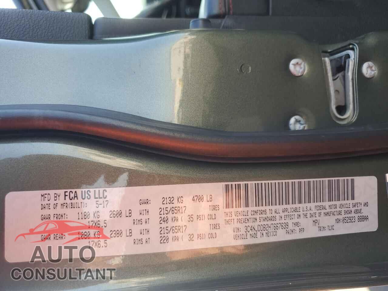JEEP COMPASS 2017 - 3C4NJDDB2HT667639