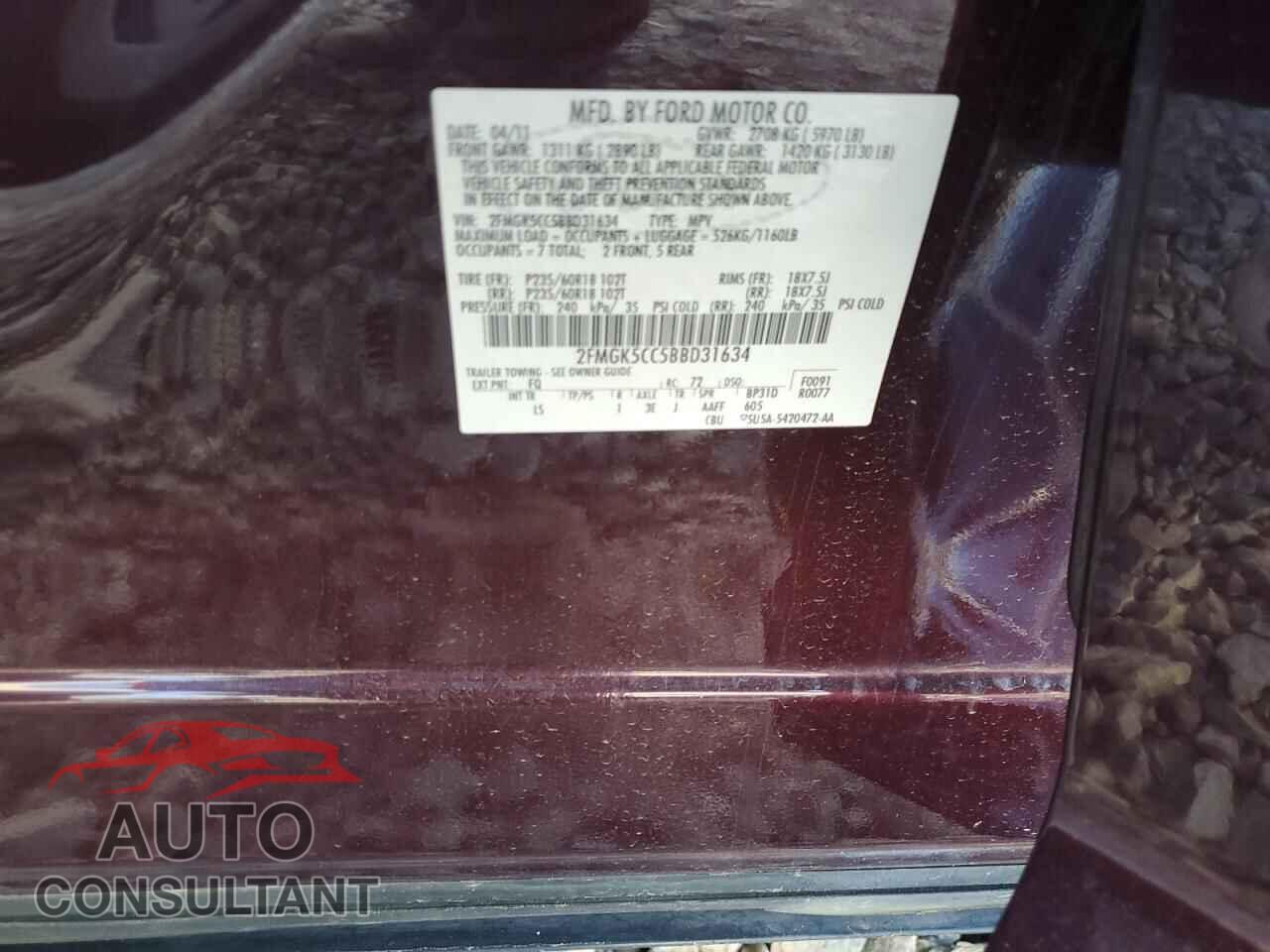 FORD FLEX 2011 - 2FMGK5CC5BBD31634