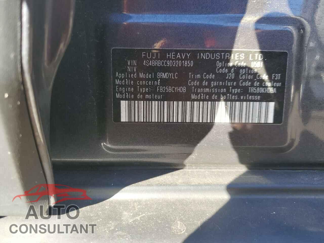 SUBARU OUTBACK 2013 - 4S4BRBCC9D3201850