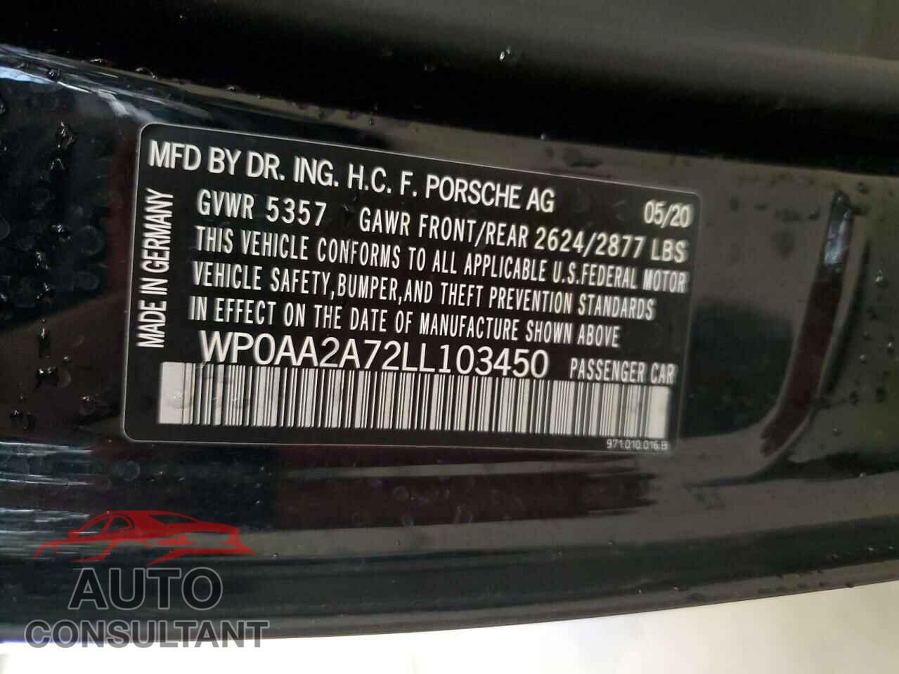 PORSCHE PANAMERA 2020 - WP0AA2A72LL103450