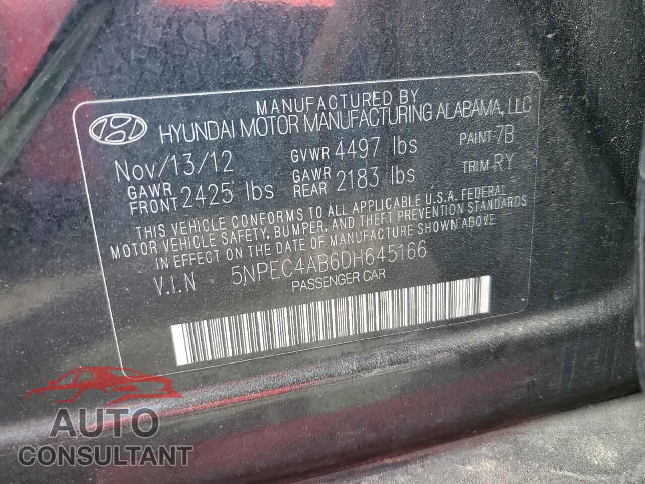 HYUNDAI SONATA 2013 - 5NPEC4AB6DH645166