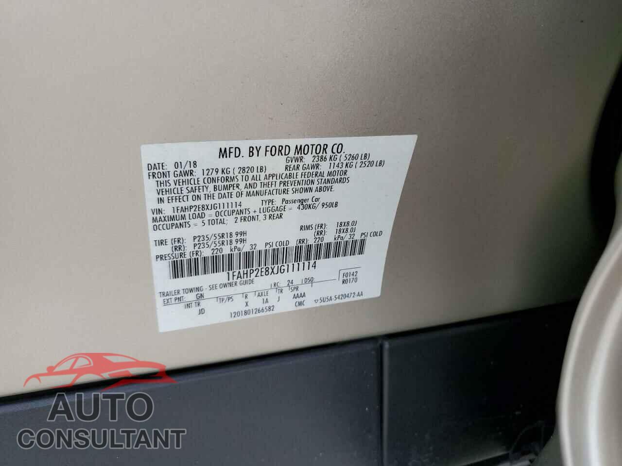 FORD TAURUS 2018 - 1FAHP2E8XJG111114