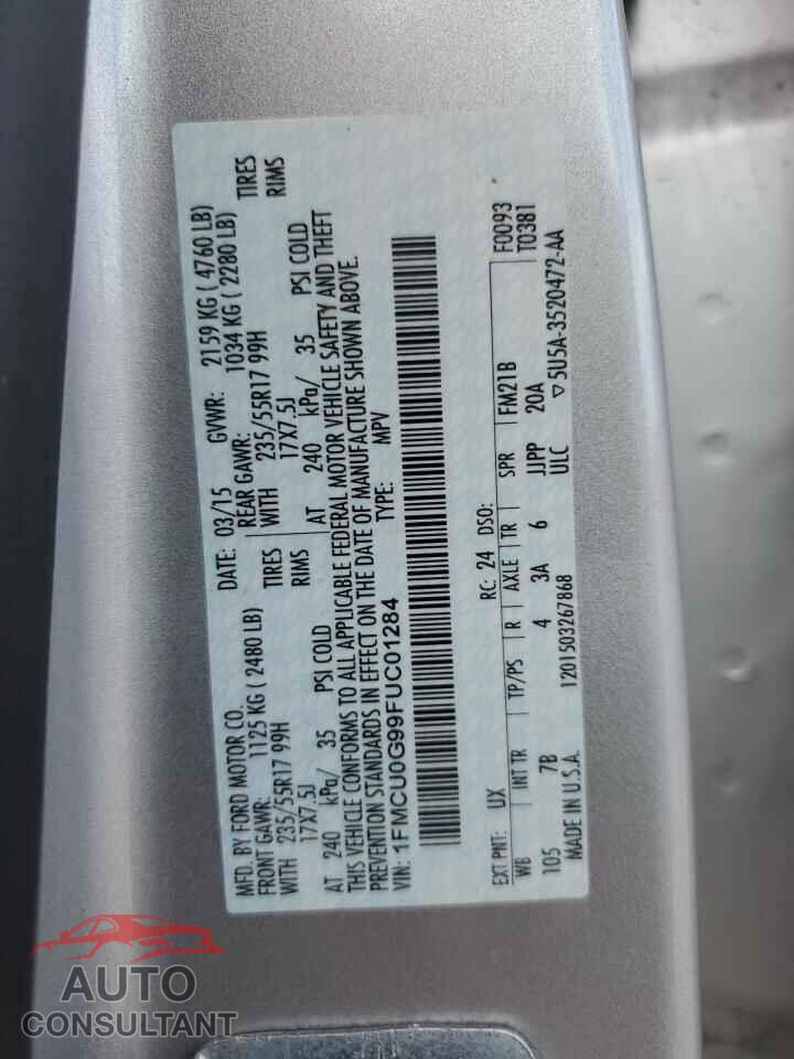 FORD ESCAPE 2015 - 1FMCU0G99FUC01284