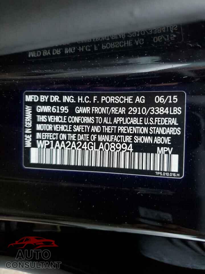 PORSCHE CAYENNE 2016 - WP1AA2A24GLA08994
