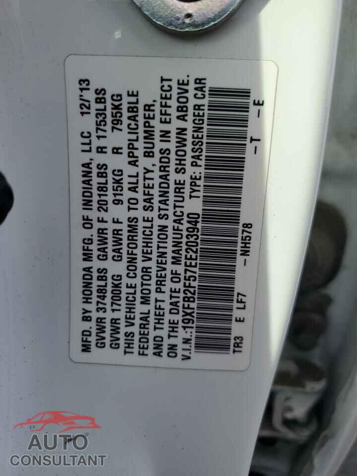 HONDA CIVIC 2014 - 19XFB2F57EE203940