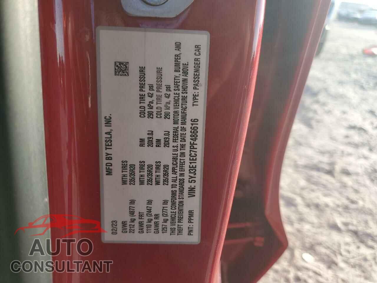 TESLA MODEL 3 2023 - 5YJ3E1EC7PF486616