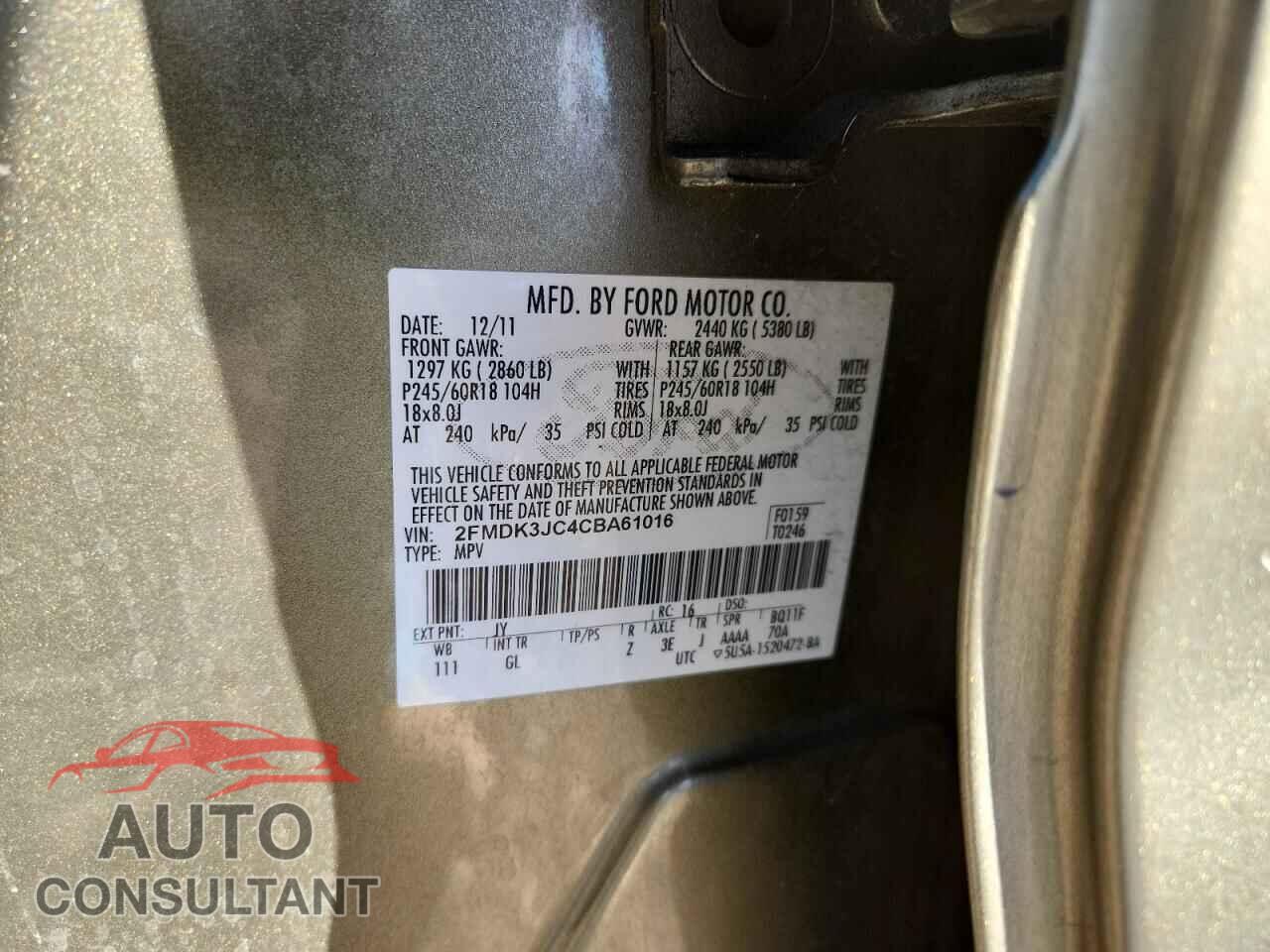 FORD EDGE 2012 - 2FMDK3JC4CBA61016