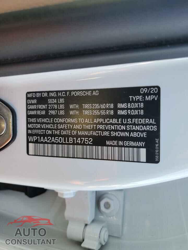 PORSCHE MACAN 2020 - WP1AA2A50LLB14752