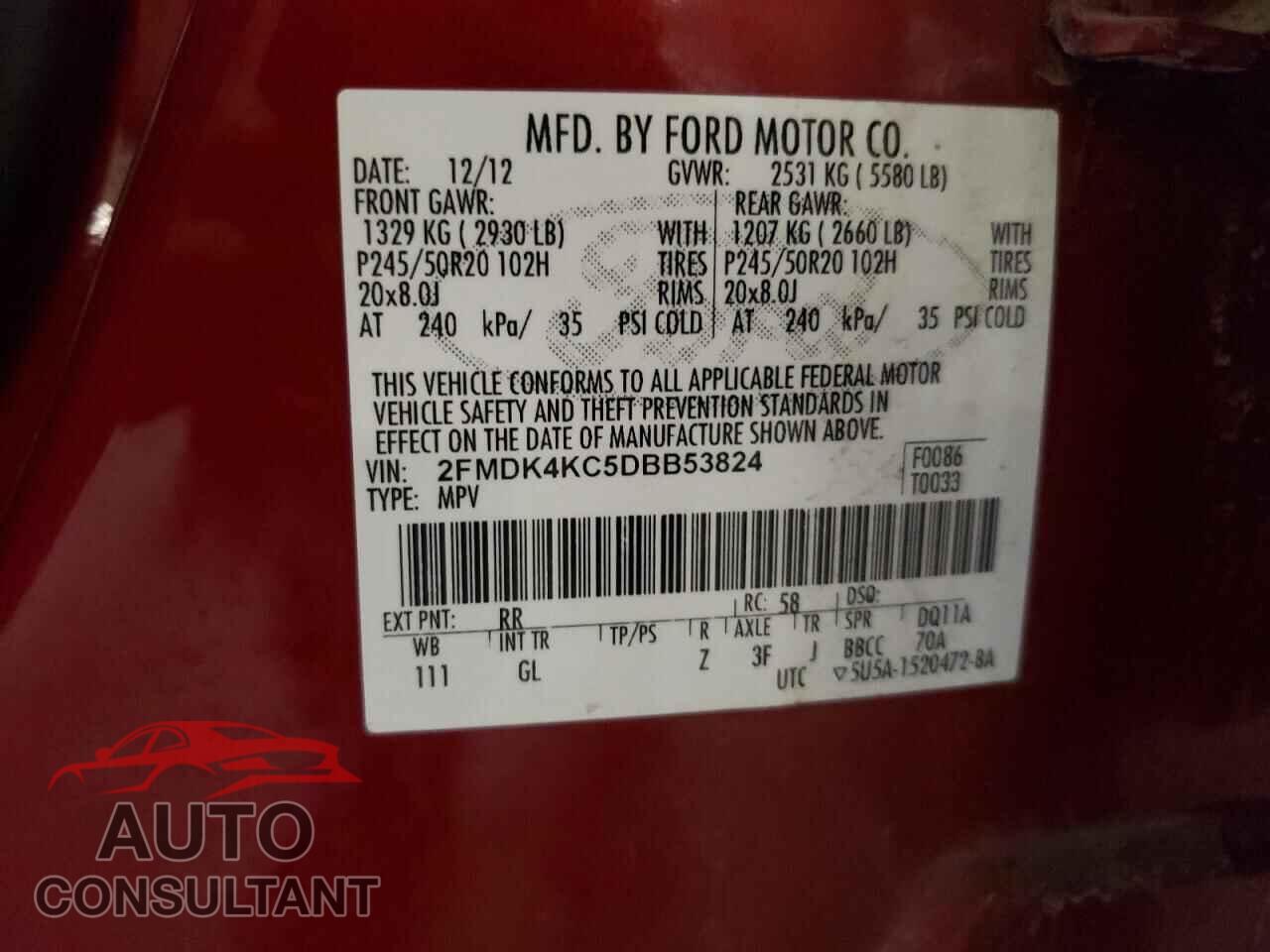 FORD EDGE 2013 - 2FMDK4KC5DBB53824