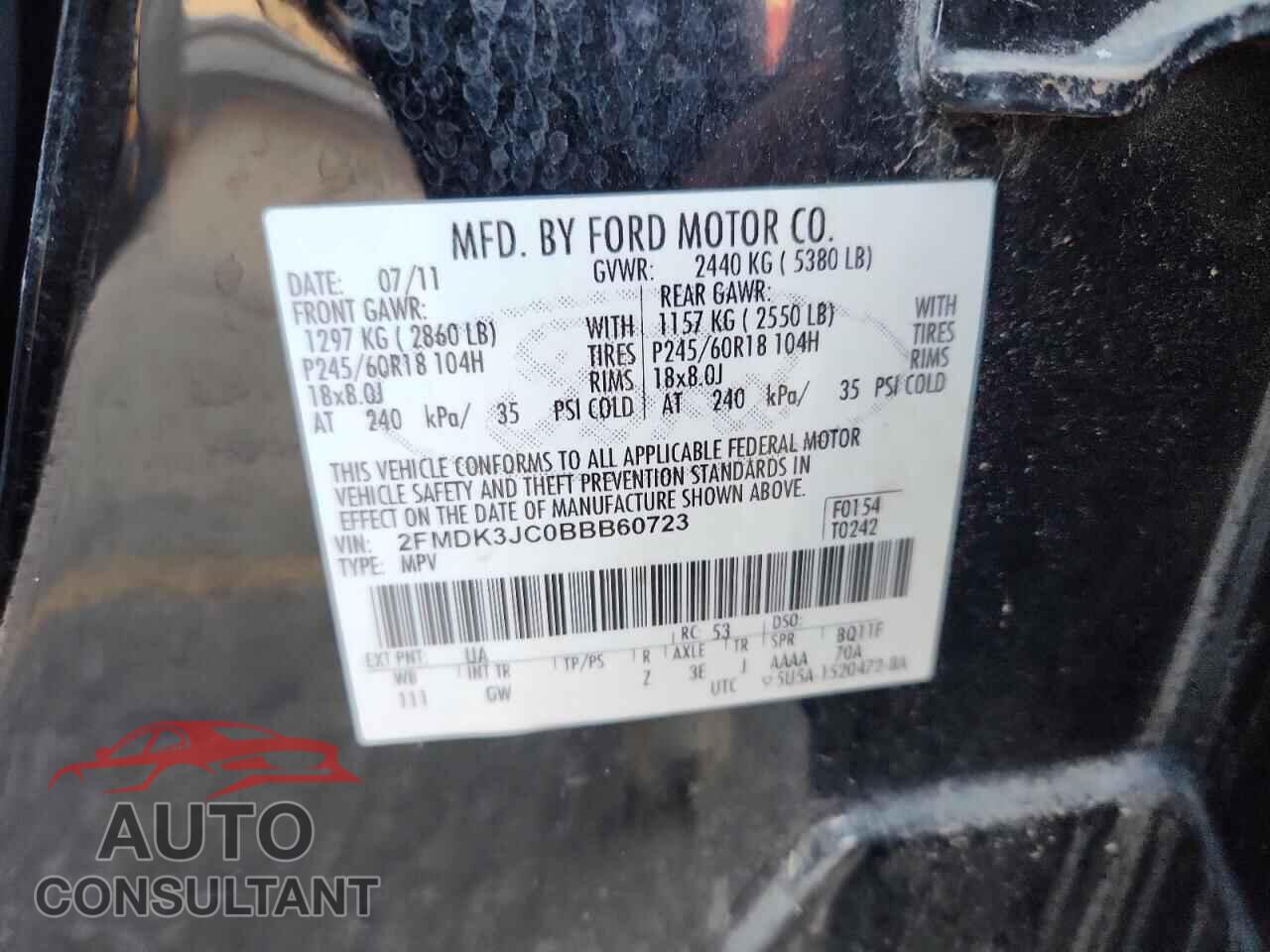 FORD EDGE 2011 - 2FMDK3JC0BBB60723
