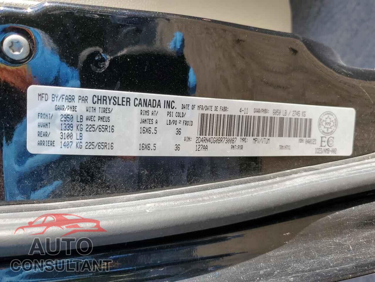 DODGE CARAVAN 2011 - 2D4RN4DG0BR730087