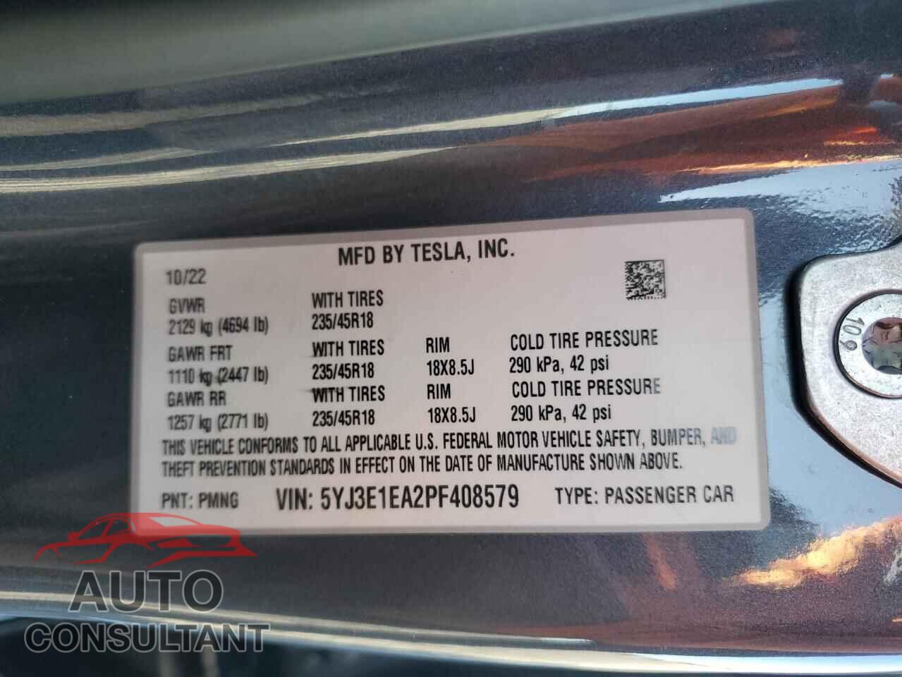 TESLA MODEL 3 2023 - 5YJ3E1EA2PF408579