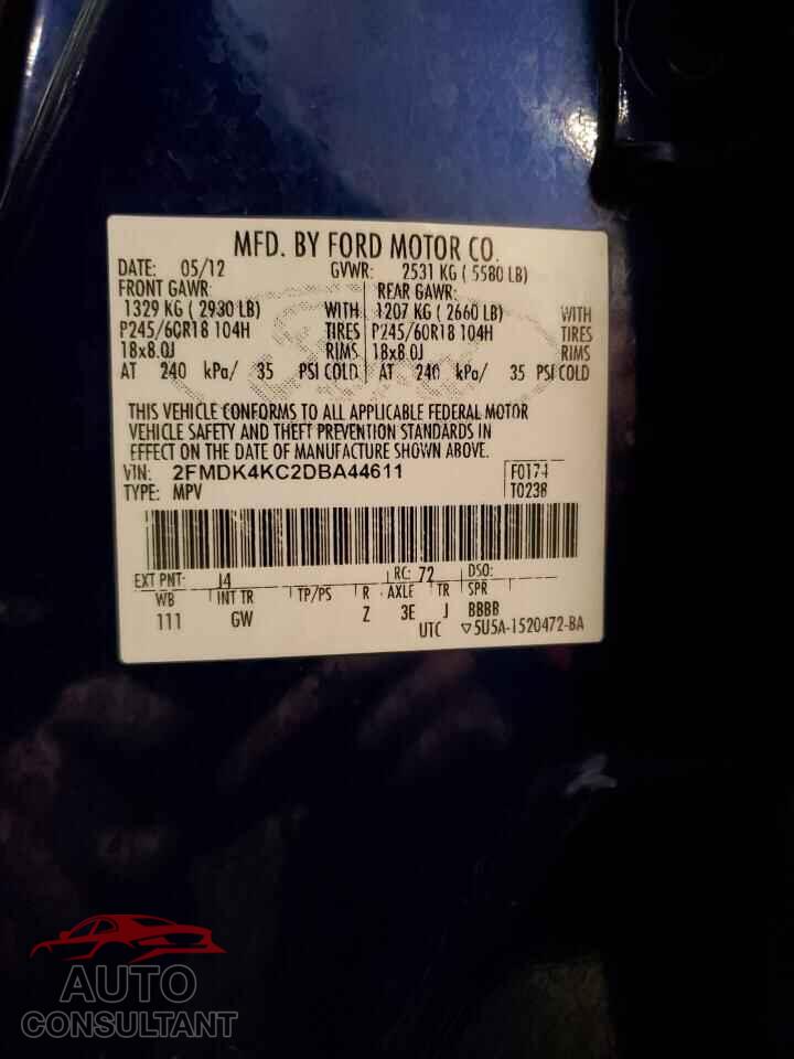 FORD EDGE 2013 - 2FMDK4KC2DBA44611