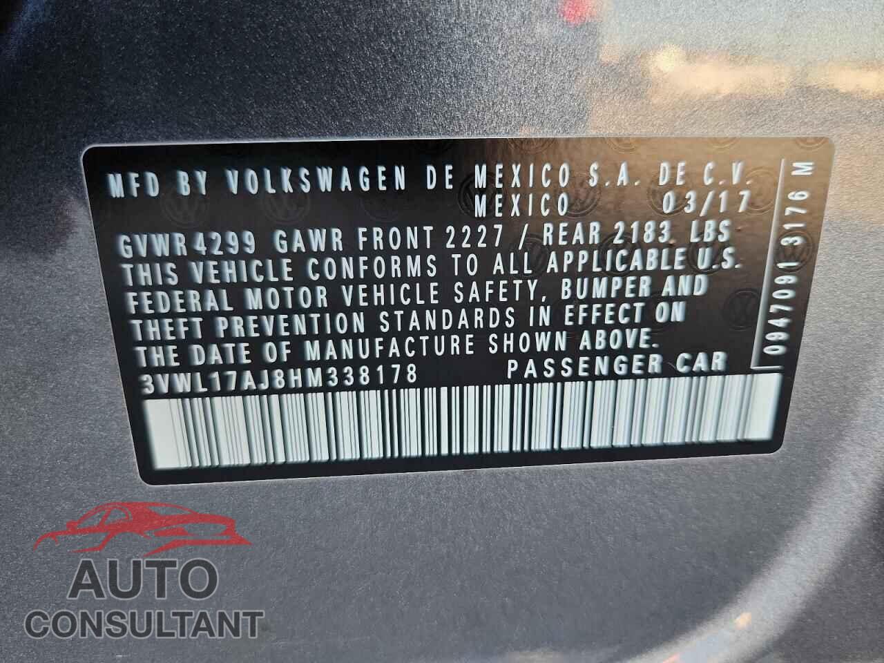 VOLKSWAGEN JETTA 2017 - 3VWL17AJ8HM338178