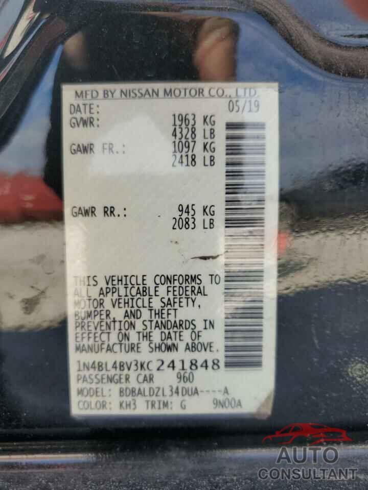 NISSAN ALTIMA 2019 - 1N4BL4BV3KC241848