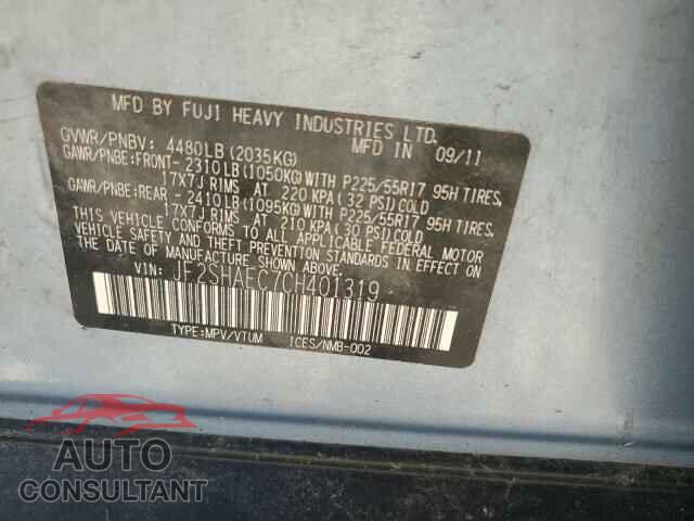 SUBARU FORESTER 2012 - JF2SHAEC7CH401319