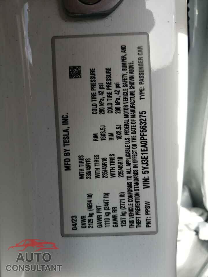 TESLA MODEL 3 2023 - 5YJ3E1EA0PF563275