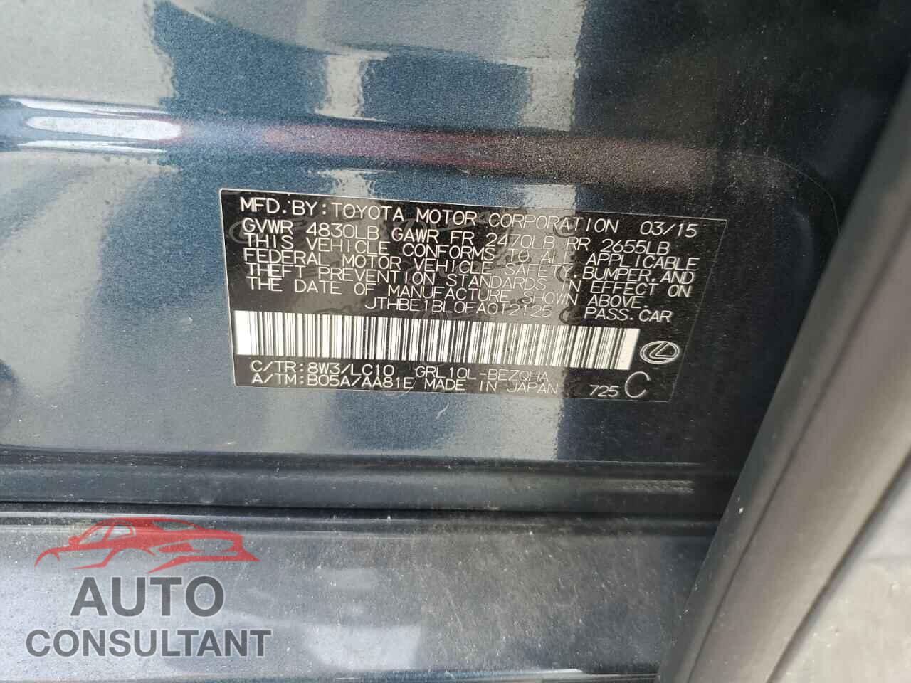 LEXUS GS350 2015 - JTHBE1BL0FA012125