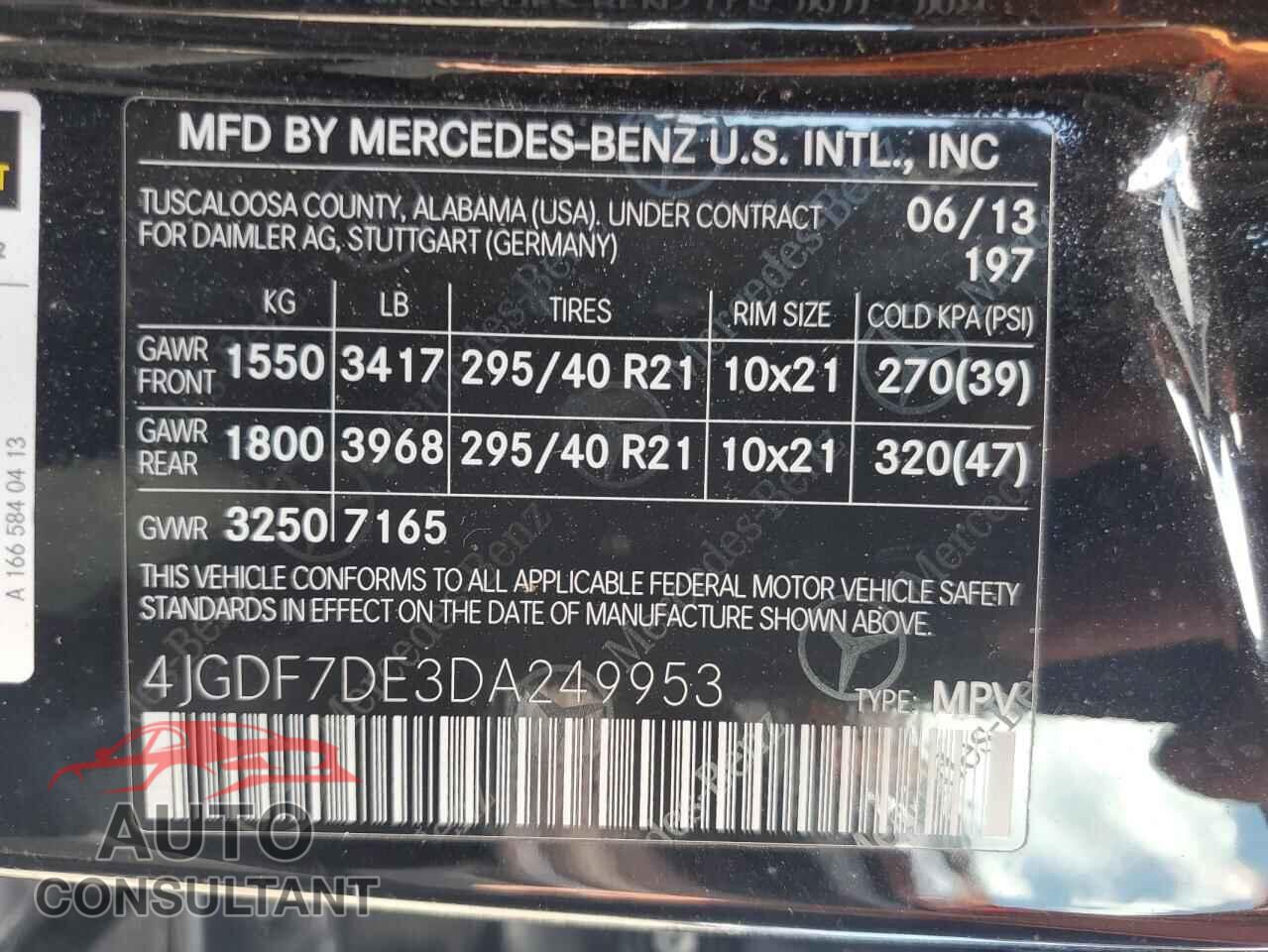 MERCEDES-BENZ GL-CLASS 2013 - 4JGDF7DE3DA249953