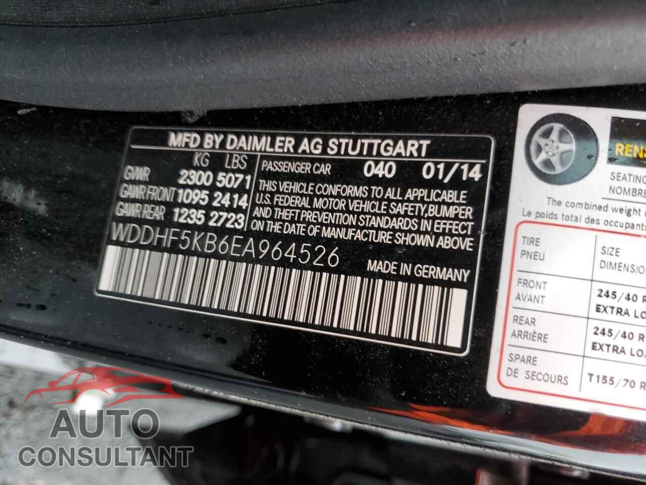 MERCEDES-BENZ E-CLASS 2014 - WDDHF5KB6EA964526