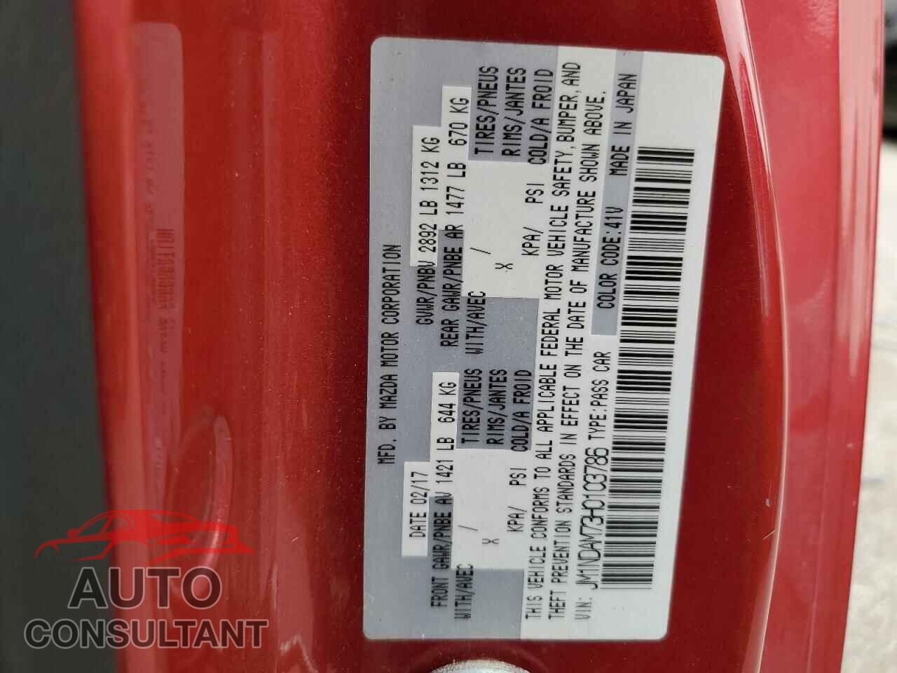MAZDA MX5 2017 - JM1NDAM73H0103786