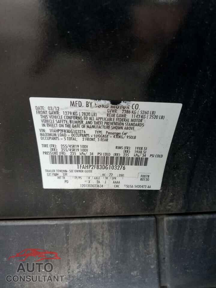 FORD TAURUS 2013 - 1FAHP2F83DG103276