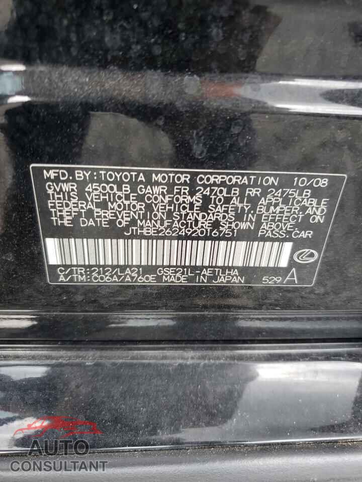 LEXUS IS 2009 - JTHBE262492016751