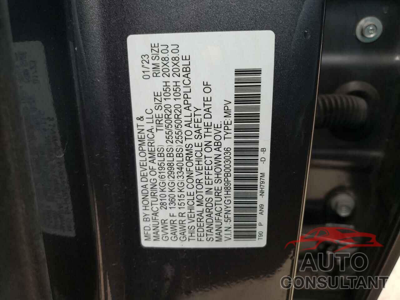 HONDA PILOT 2023 - 5FNYG1H89PB003036