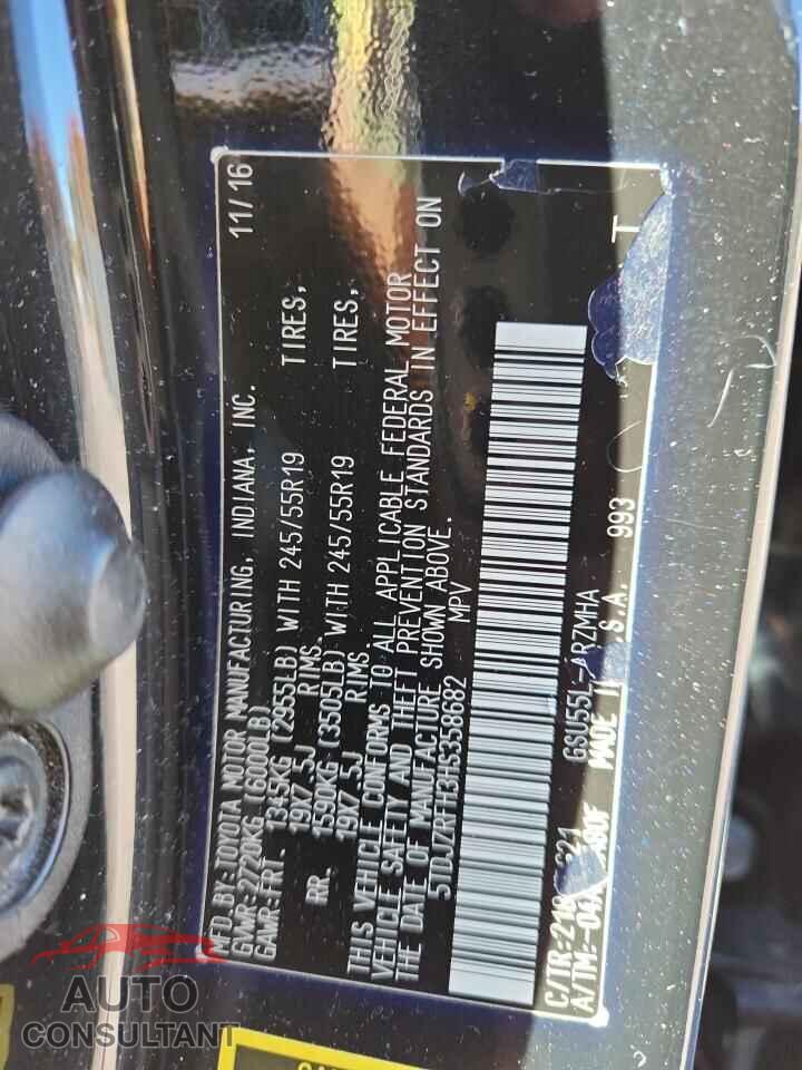 TOYOTA HIGHLANDER 2017 - 5TDJZRFH3HS358682
