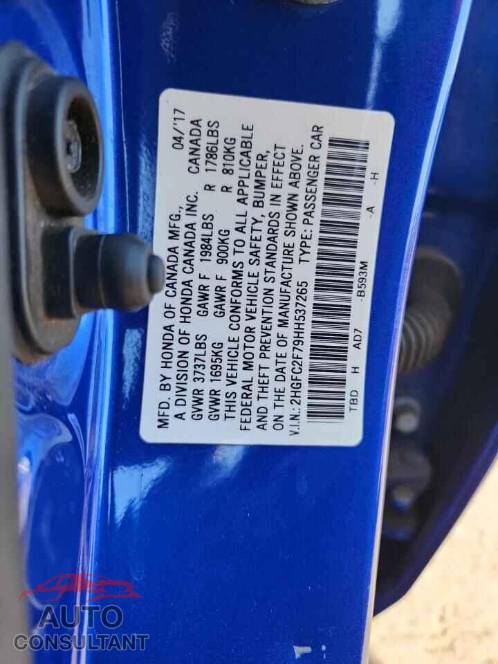 HONDA CIVIC 2017 - 2HGFC2F79HH537265