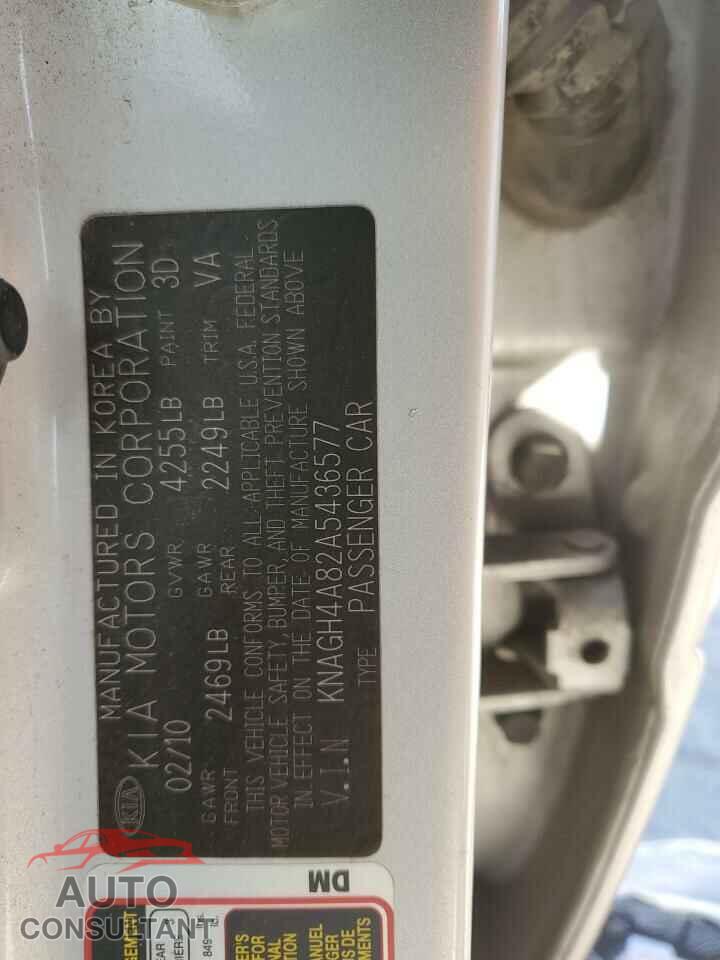 KIA OPTIMA 2010 - KNAGH4A82A5436577