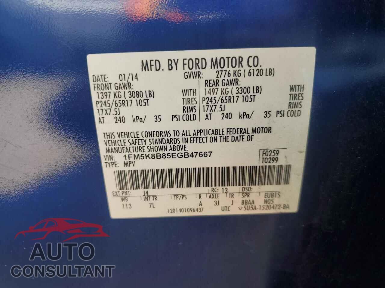 FORD EXPLORER 2014 - 1FM5K8B85EGB47667