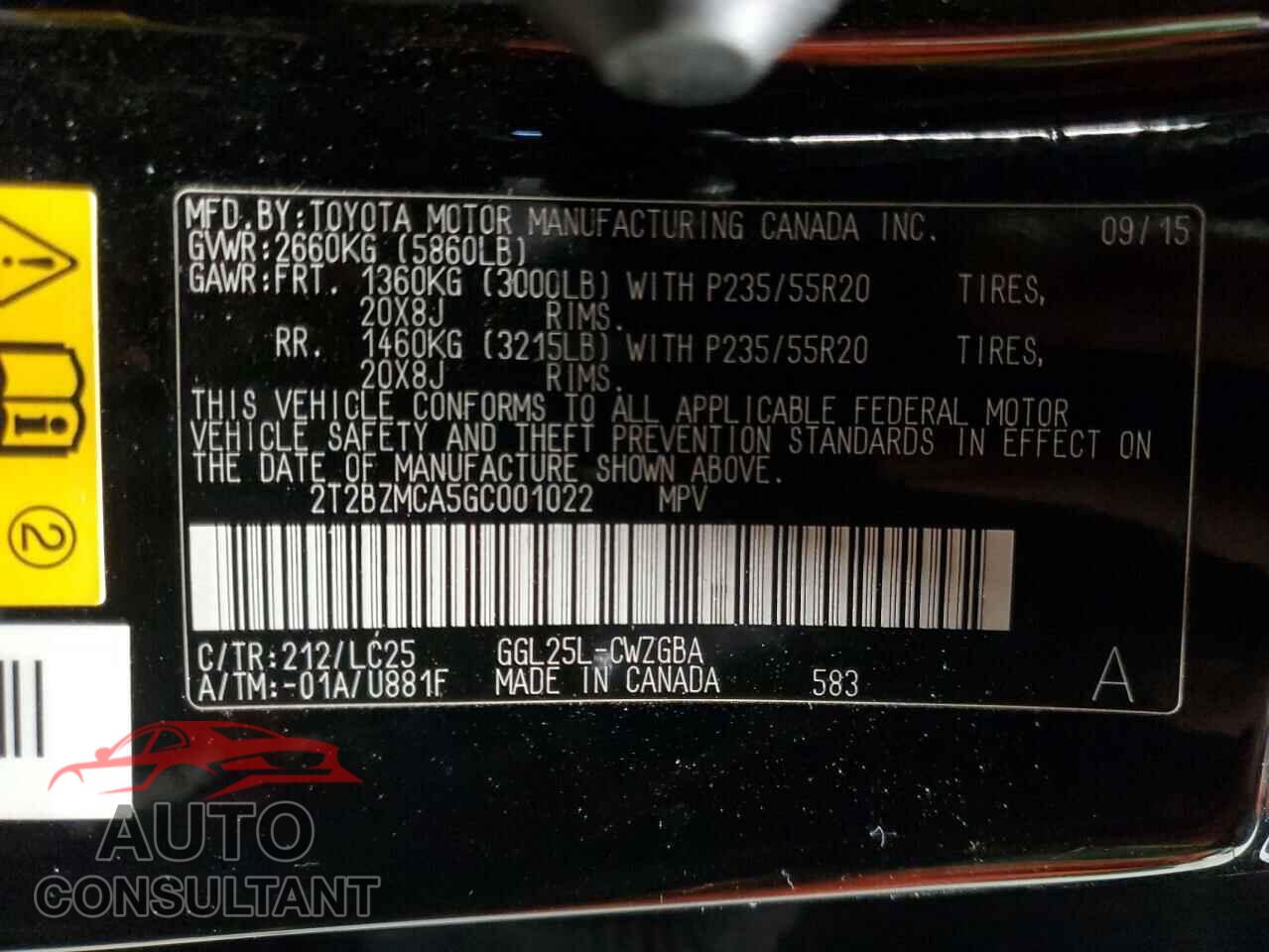 LEXUS RX350 2016 - 2T2BZMCA5GC001022