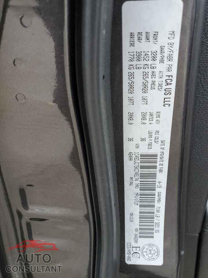 DODGE DURANGO 2019 - 1C4SDJCT5KC745174