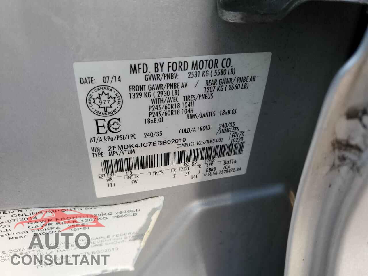 FORD EDGE 2014 - 2FMDK4JC7EBB02019