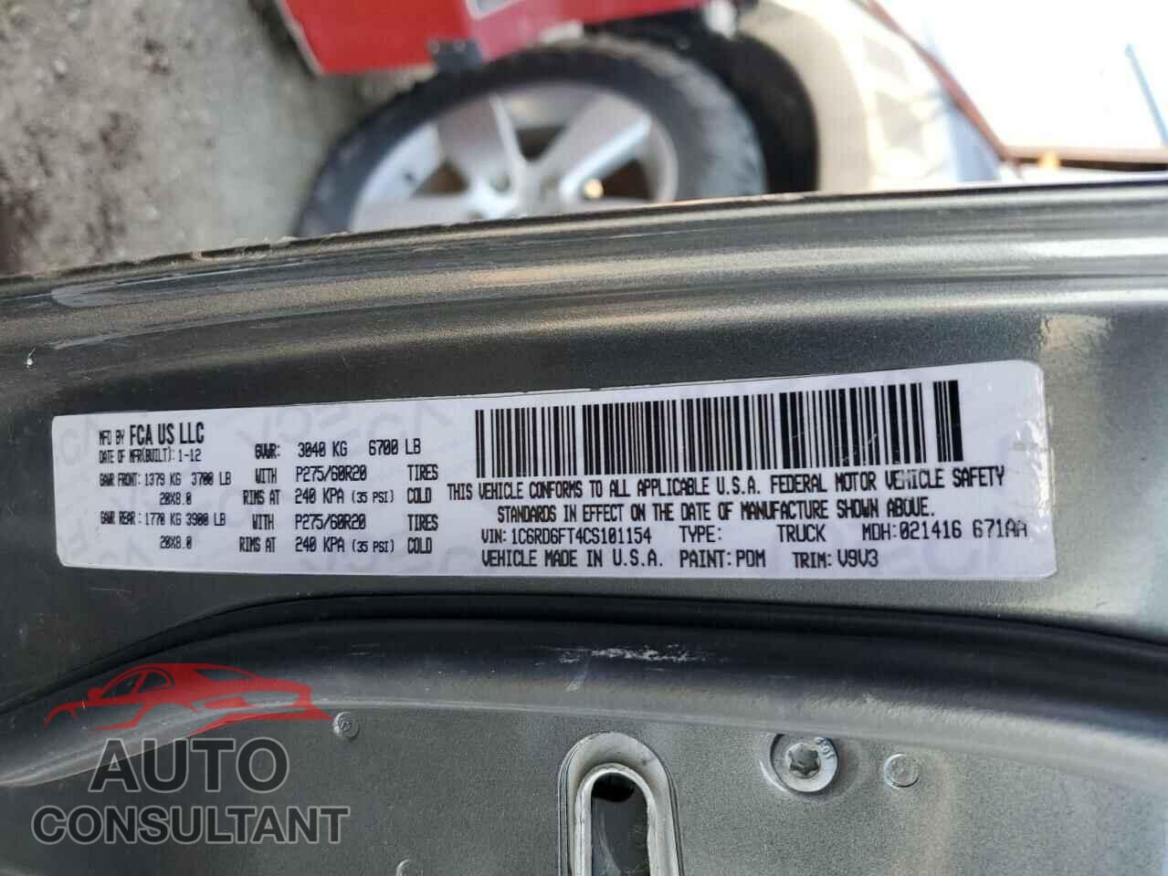 DODGE RAM 1500 2012 - 1C6RD6FT2CS212351