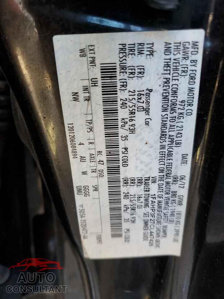 FORD FOCUS 2012 - 1FAHP3F27CL447426