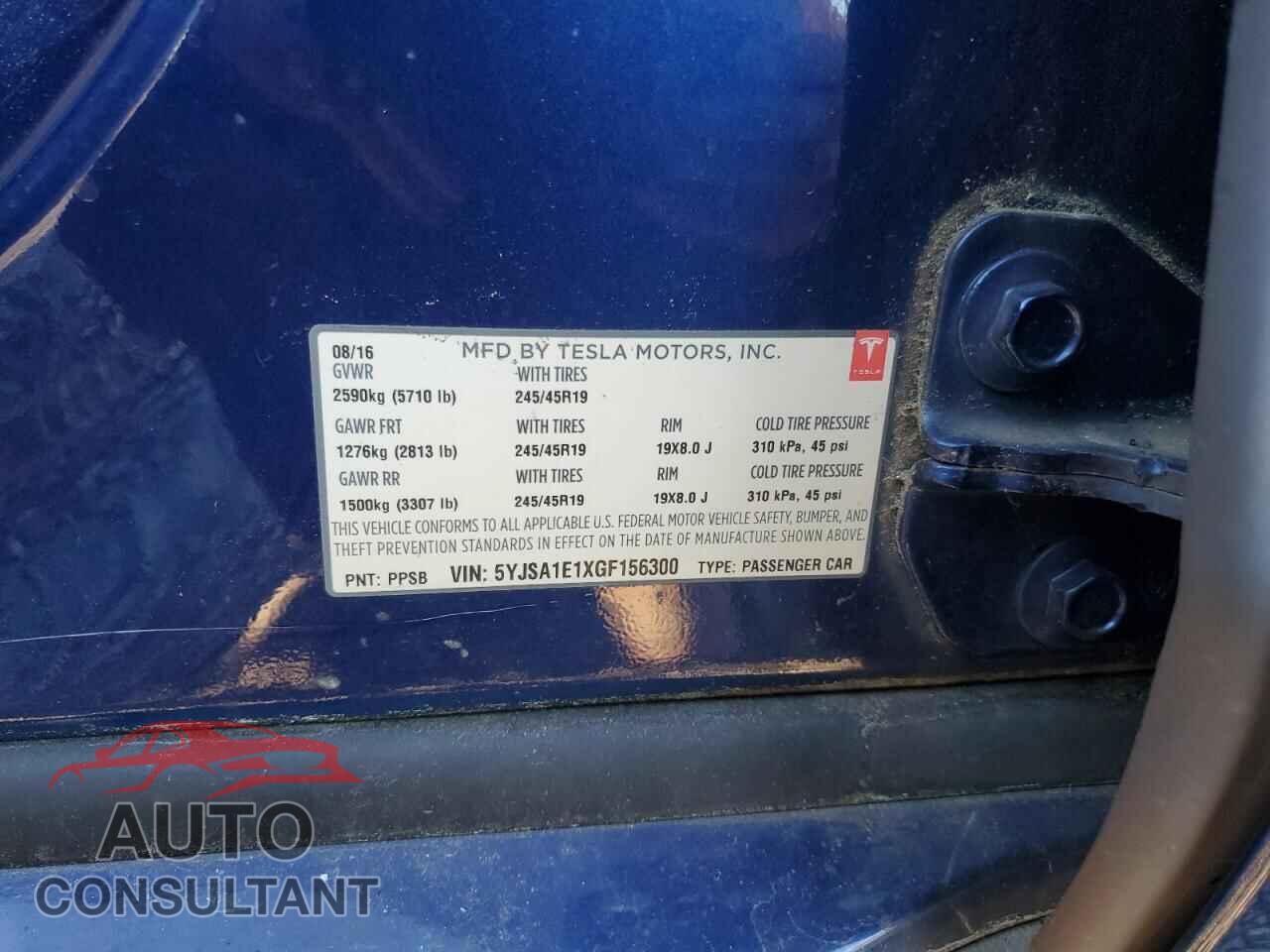 TESLA MODEL S 2016 - 5YJSA1E1XGF156300