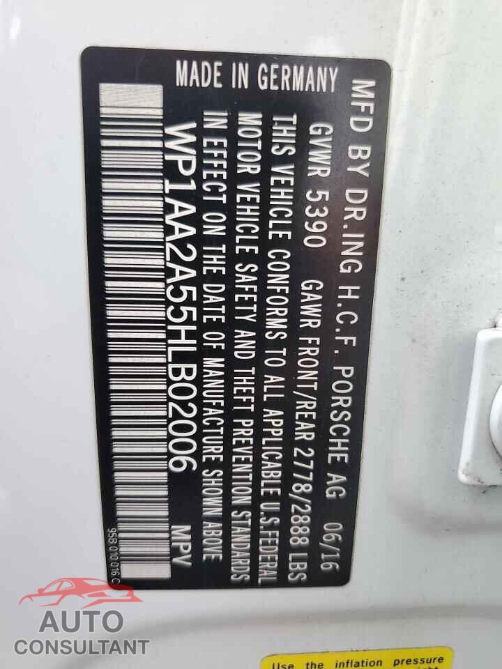 PORSCHE MACAN 2017 - WP1AA2A55HLB02006