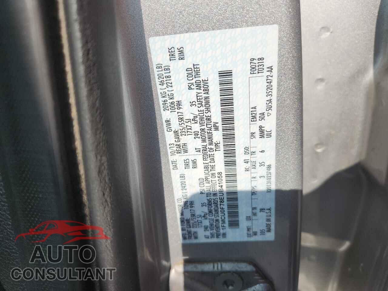 FORD ESCAPE 2014 - 1FMCU0F78EUB41058