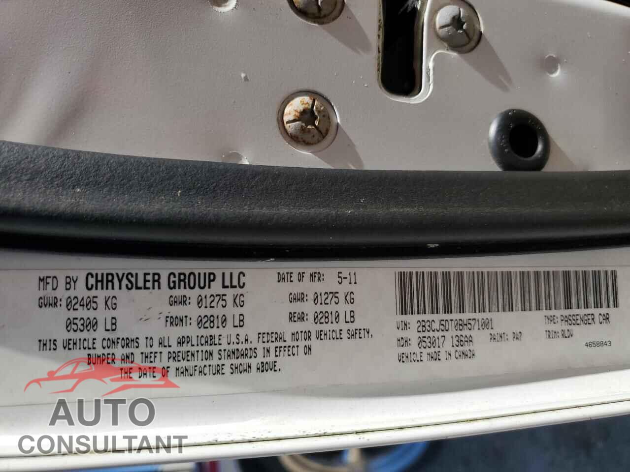 DODGE CHALLENGER 2011 - 2B3CJ5DT0BH571001