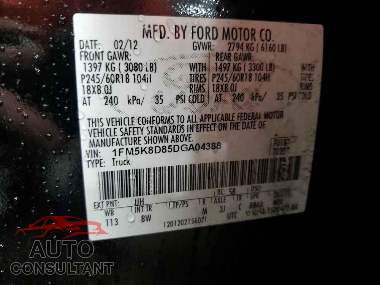 FORD EXPLORER 2013 - 1FM5K8D85DGA04388