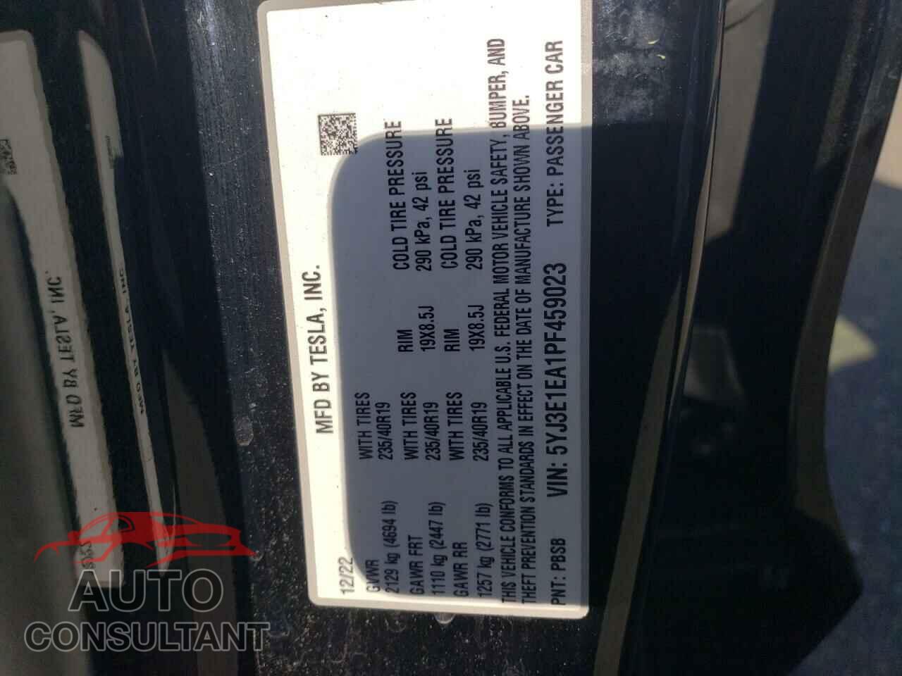 TESLA MODEL 3 2023 - 5YJ3E1EA1PF459023